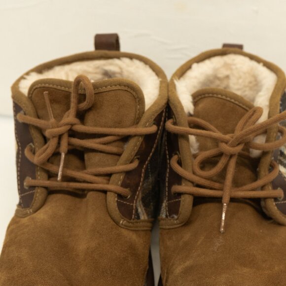 Ugg Pendleton Boot Neumel Brown Leather Plaid Sherpa Hard Sole Chukka Pull On - Picture 8 of 16